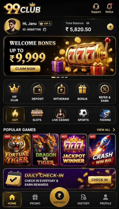 99club game dashboard image